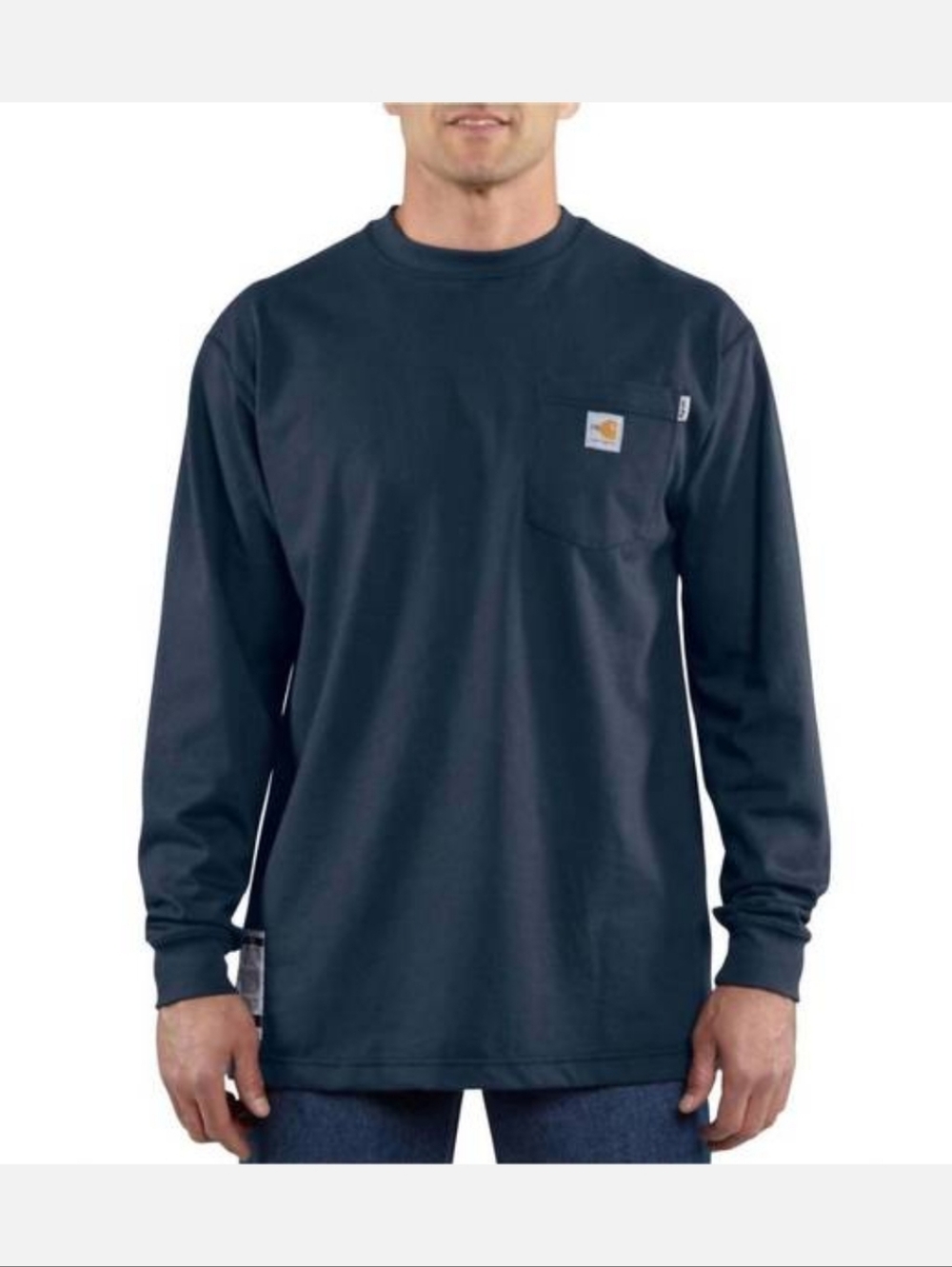 Carhartt Long Sleeve Pocket Tee in Navy Blue